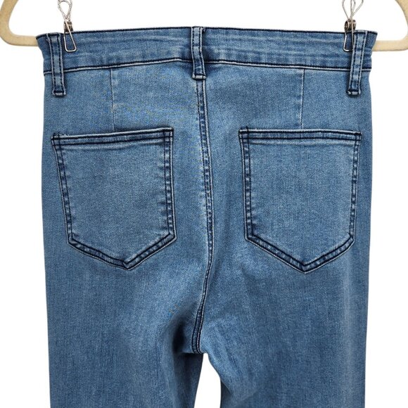 Three Bird Nest Womens Medium Jeans Bell Bottoms High Waisted Raw Hem Hippie - Picture 4 of 8